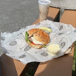 Grand Central Bagel Cafe - Rockefeller on cheddar roll