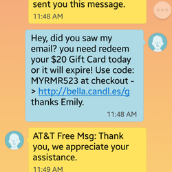 Bellacandles - The spam message from a week ago