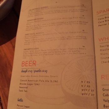 The Chase - Cocktail menu! - Seafood Near Me - Toronto, Ontario