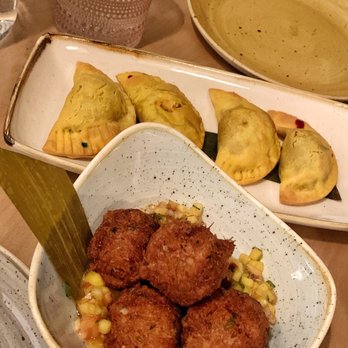 Chubby's Jamaican Kitchen - Salt fish fritter either mango salad  Four kinds of patties - Caribbean Near Me - Toronto, Ontario