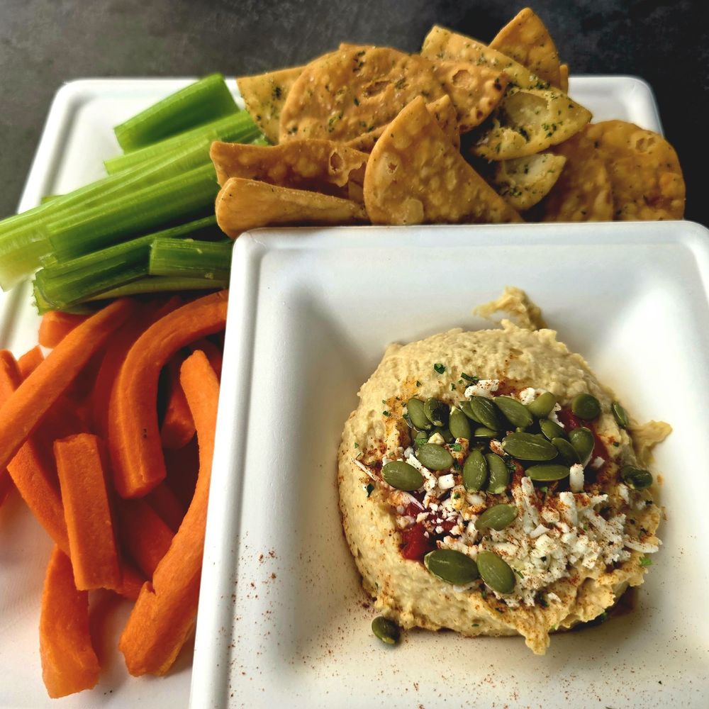 Grape Creek Vineyard - Hummus with housemade pita chips - Wineries Near Me - Fredericksburg, Texas