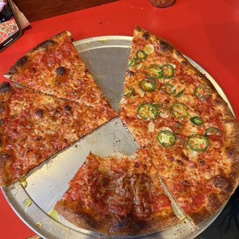 Chrissy's Pizza - Half Regular, half Fresh Garlic/Jalapeño - Pizza Near Me - Brooklyn, New York