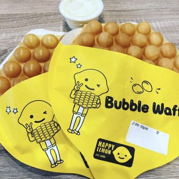 Happy Lemon - Original Bubble Waffle with cheese sauce - Bubble Tea Near Me - Richardson, Texas Happy Lemon - Original Bubble Waffle with cheese sauce - Bubble Tea Near Me - Richardson, Texas