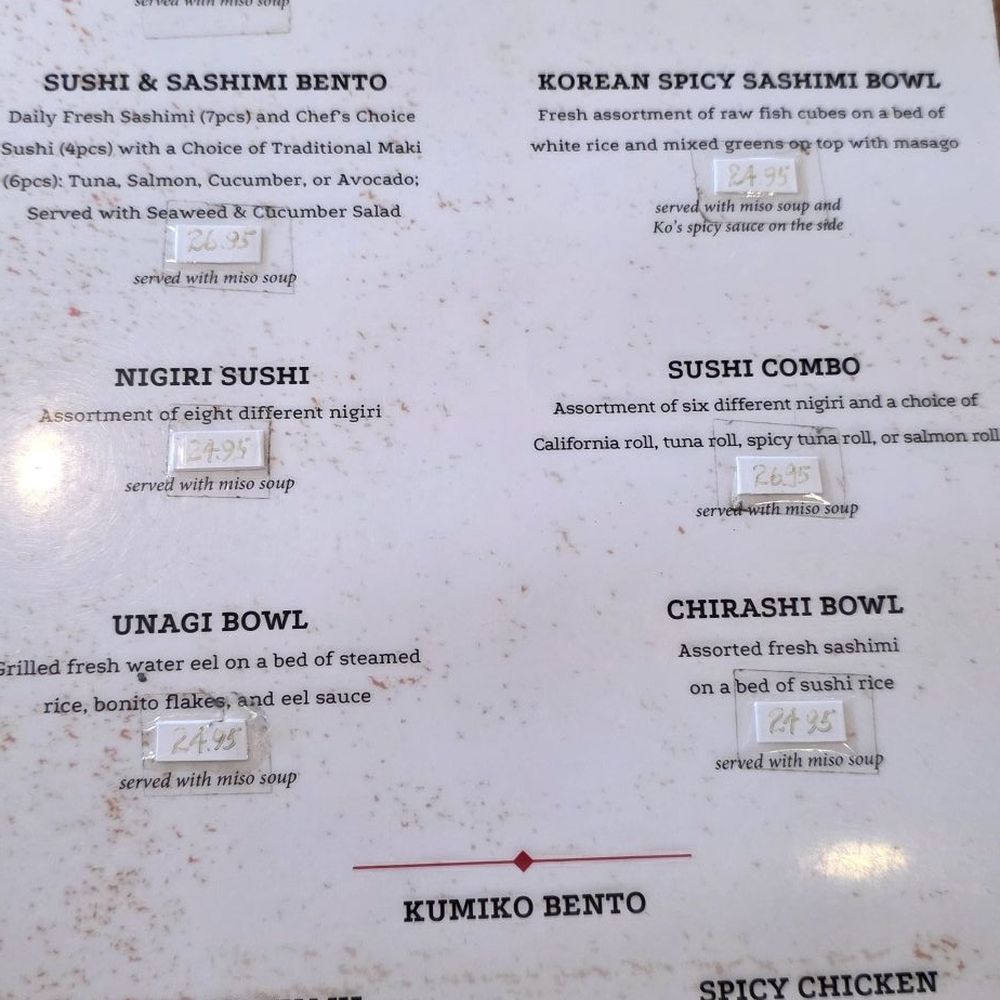 Kumi Ko - Menu - Japanese Near Me - Compton, California