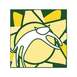 A sketch of a cat lying on a yellow flower petal
