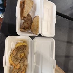 Adulis Coffee and Roastery - Cheeseless tuna melt and baconless bacon egg and cheese bagel
