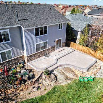 Denver Concrete - Replacement patio in Aurora, 80016. The new patio colored "ash" was completed with a sand finish. - Masonry/Concrete Near Me - Denver, Colorado