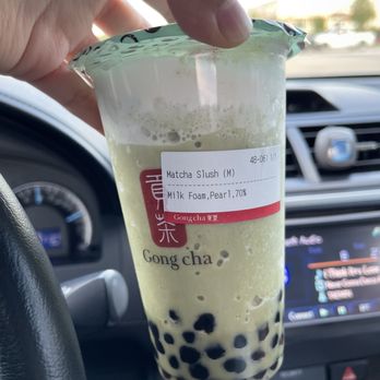 Gong Cha - Matcha Milk Slush with Milk Foam and Tapioca Pearl - Bubble Tea Near Me - Carrollton, Texas Gong Cha - Matcha Milk Slush with Milk Foam and Tapioca Pearl - Bubble Tea Near Me - Carrollton, Texas