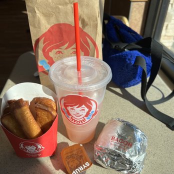 Wendy's - Homestyle French Toast Sticks, 6 PC & Bacon, Egg & Swiss Croissant Combo Strawberry Lemonade - Burgers Near Me - San Leandro, California Wendy's - Homestyle French Toast Sticks, 6 PC & Bacon, Egg & Swiss Croissant Combo Strawberry Lemonade - Burgers Near Me - San Leandro, California