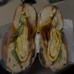 Breakfast Bagel - Bacon, Egg, American Cheese, add avocado on a jalapeno cheese bagel Breakfast Bagel - Bacon, Egg, American Cheese, add avocado on a jalapeno cheese bagel