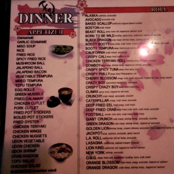 You Me Sushi - DINNER Menu - Appetizers /Rolls - Japanese Near Me - Fresno, California