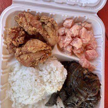 Pono Market - Lau Lau pork, fried chicken, spicy ahi poke, rice - Hawaiian Near Me - Kapaa, Hawaii