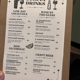 Drink menu