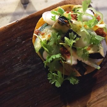 Néctar - Octopus toast. Puslane, tomatillo, longaniza of Valladolid, grilled avokado - International Near Me - Mérida, YUC Néctar - Octopus toast. Puslane, tomatillo, longaniza of Valladolid, grilled avokado - International Near Me - Mérida, YUC
