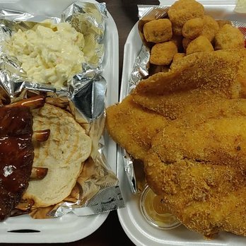 KJs wings and BBQ - Choose from Hickory Smoked Spareribs to 2 pc Tilapia and an array of sides to round off your meal. - Barbeque Near Me - Birmingham, Alabama KJs wings and BBQ - Choose from Hickory Smoked Spareribs to 2 pc Tilapia and an array of sides to round off your meal. - Barbeque Near Me - Birmingham, Alabama
