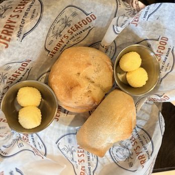 Jerry's Seafood - Their bread. It's delicious, like a light sourdough. - Seafood Near Me - Bowie, Maryland