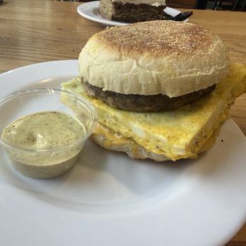 Grumpy’s Coffee Garage - Sausage Sausage, Egg and Cheese on English Muffin - Coffee & Tea Near Me - Obetz, Ohio Grumpy’s Coffee Garage - Sausage Sausage, Egg and Cheese on English Muffin - Coffee & Tea Near Me - Obetz, Ohio