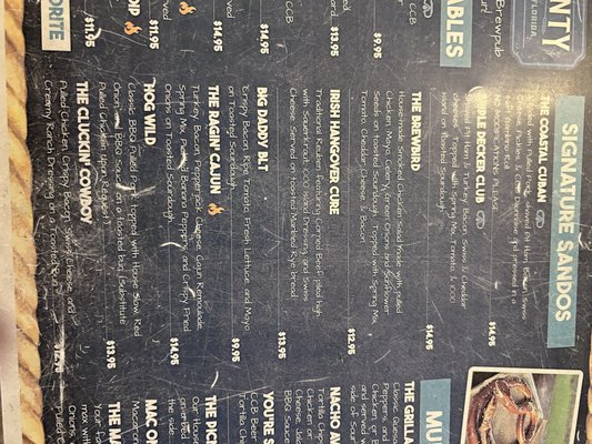 Menu photo 5 Coastal County Brewing Pensacola, FL