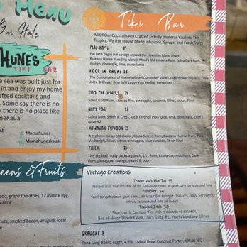 Mamahune's - Menu - Tiki Bars Near Me - Kapaa, Hawaii Mamahune's - Menu - Tiki Bars Near Me - Kapaa, Hawaii
