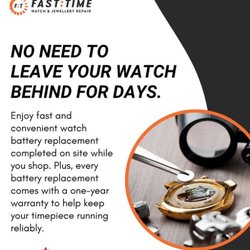 Fast Time Watch & Jewellery Repair - With our 1-year warranty included, you can feel confident knowing your watch is protected and your service is backed by lasting reliability.