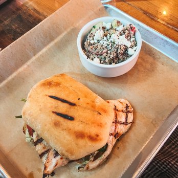BakeChop - Chicken Grilled sandwich "The Boulevard" with a refreshing quinoa salad - Coffee & Tea Near Me - Deland, Florida BakeChop - Chicken Grilled sandwich "The Boulevard" with a refreshing quinoa salad - Coffee & Tea Near Me - Deland, Florida