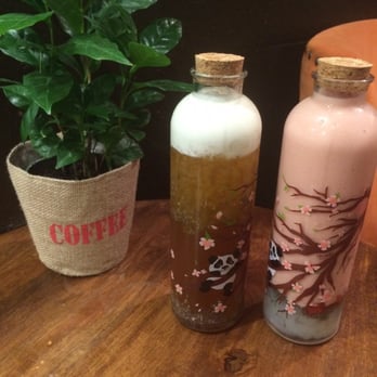 Roasting Water - Sea salt jasmine tea with chia seeds and a sunburst with chia and lychee jelly - Coffee & Tea Near Me - Westminster, California