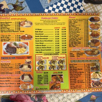 B&C Taco Bar & Burger - Front of menu - Mexican Near Me - Yucaipa, California