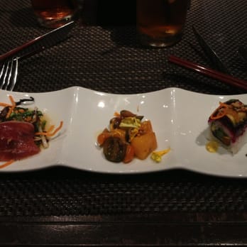 AnQi Bistro - Part of restaurant week prefix (8/22/13) - appetizer trio: tuna tataki, heirloom tomato salad, and roast beet maki - Asian Fusion Near Me - Costa Mesa, California AnQi Bistro - Part of restaurant week prefix (8/22/13) - appetizer trio: tuna tataki, heirloom tomato salad, and roast beet maki - Asian Fusion Near Me - Costa Mesa, California