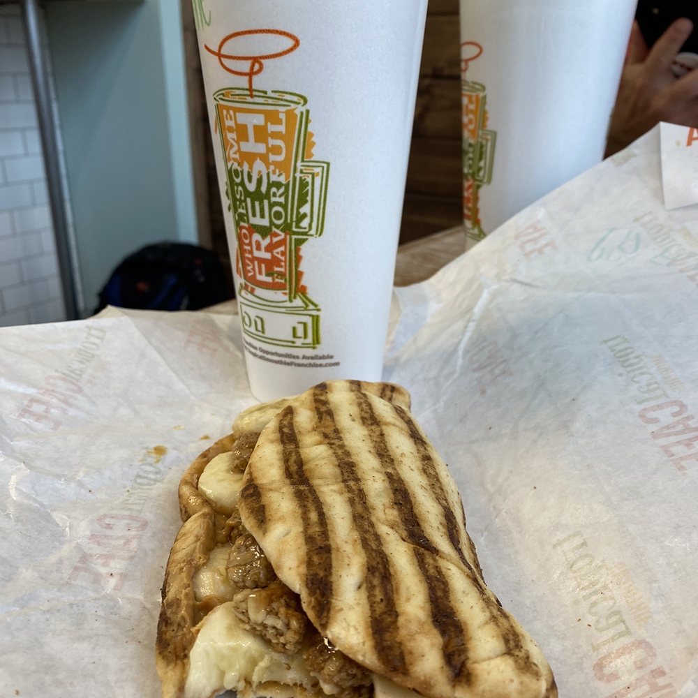 Tropical Smoothie Cafe - Peanut Butter Banana Flatbread and good sized smoothie! - Juice Bars & Smoothies Near Me - Highlands Ranch, Colorado