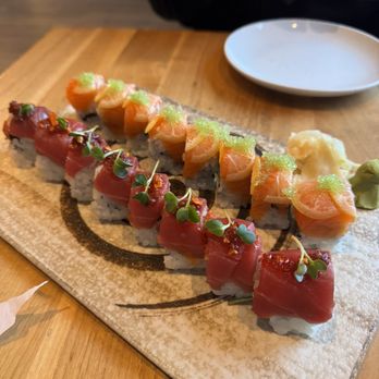 SushiCo - Tiger Roll (left) and Summer Citrus (right) - Sushi Bars Near Me - Newton, Massachusetts