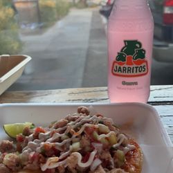 Cultura Vegan Street food - I have never had better vegan ceviche and it pairs well with any drink. I went with a guava Jarritos, it was a perfect combination!