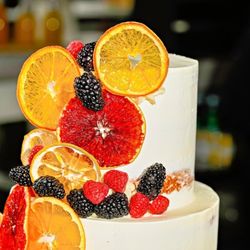 Cake Crumbs - Engagement party cake - orange cake with lemon curd