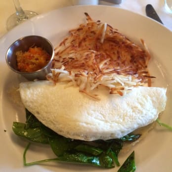 Mon Ami Gabi - egg white omelet with fresh asparagus, spinach & peas - French Near Me - Chicago, Illinois
