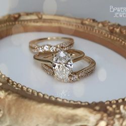 Bowers Jewelry - What a lovely oval diamond engagement with hugging diamond bands.