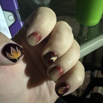 Jade Nails - A nice fall design again done by hand - Nail Salons Near Me - Hercules, California
