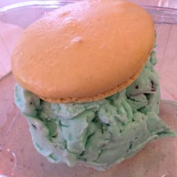 Mint chocolate chip macaroon ice cream sandwich Mint chocolate chip macaroon ice cream sandwich