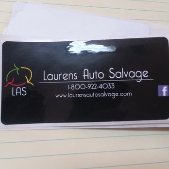 Laurens Auto Salvage - Open Monday thru Friday 9am to 5pm - Auto Parts & Supplies Near Me - Laurens, South Carolina Laurens Auto Salvage - Open Monday thru Friday 9am to 5pm - Auto Parts & Supplies Near Me - Laurens, South Carolina