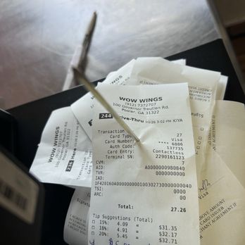 Wow Wings - example of how good customers tip , it's very often - Chicken Wings Near Me - Pooler, Georgia Wow Wings - example of how good customers tip , it's very often - Chicken Wings Near Me - Pooler, Georgia