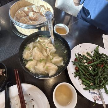 Super Juicy Dumplings - shrimp and pork dumplings, shrimp wonton soup, and minced pork green beans - Dim Sum Near Me - Brea, California