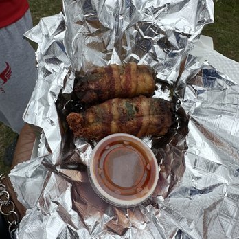 Smo'Cain BBQ - 2 Jalapeno Poppers - Brisket on the inside. Say what? Lol - Barbeque Near Me - Spring, Texas
