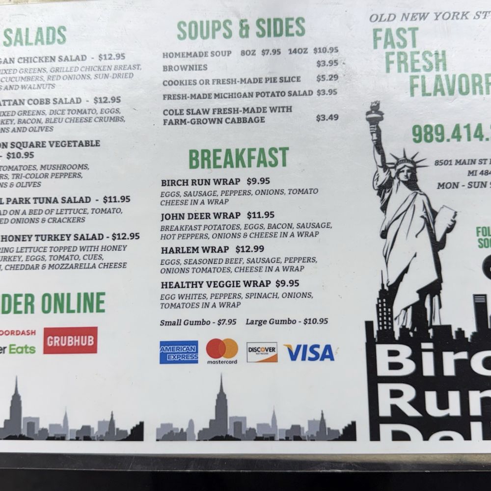 Birch Run Deli - Menu - Sandwiches Near Me - Birch Run, Michigan