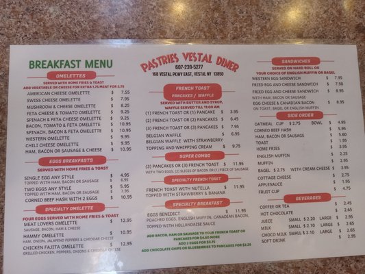 Menu photo 2 Vestal Diner Vestal, NY Menu photo 2 Vestal Diner Vestal, NY