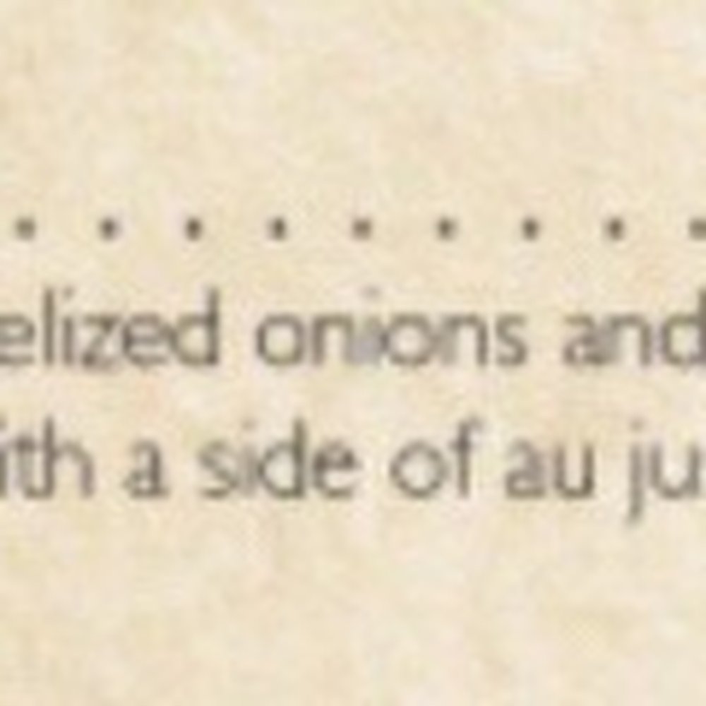 Dick's Bar & Grill - The description of the French Onion Burger - Dive Bars Near Me - Hudson, Wisconsin