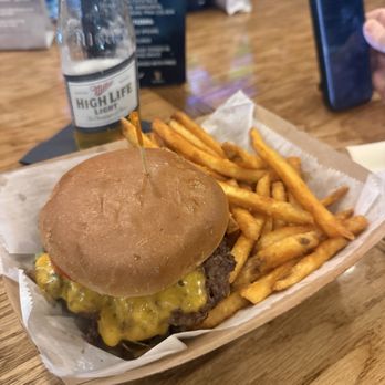 Pub 6 - Double smash burger with cheddar cheese and fries - American Near Me - Gulf Shores, Alabama Pub 6 - Double smash burger with cheddar cheese and fries - American Near Me - Gulf Shores, Alabama