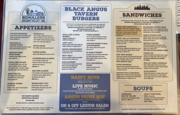Menu photo 2 Schuller's Tavern Minneapolis, MN