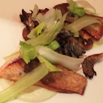 Lure - Seared Salmon served with cauliflower puree, smoked mushrooms and shavings of celery, Lure, Midtown Atlanta - Seafood Near Me - Atlanta, Georgia Lure - Seared Salmon served with cauliflower puree, smoked mushrooms and shavings of celery, Lure, Midtown Atlanta - Seafood Near Me - Atlanta, Georgia