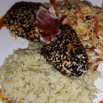 Flamestone American Grill - Seared tuna sesame seed slaw and bamboo rice - American Near Me - Oldsmar, Florida