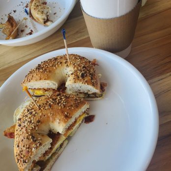 Cure Coffeehouse - Southwestern Bagel + Large Rosemary Mocha - Breakfast & Brunch Near Me - Portsmouth, Virginia