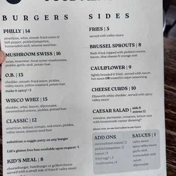 Valley Burger - food menu - Cocktail Bars Near Me - Eau Claire, Wisconsin Valley Burger - food menu - Cocktail Bars Near Me - Eau Claire, Wisconsin