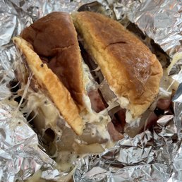 Bologna sandwich with onions and Swiss cheese Bologna sandwich with onions and Swiss cheese